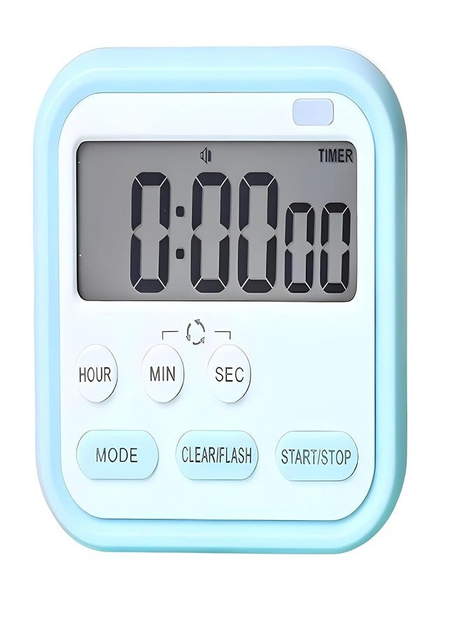 RUJVE Digital Kitchen Timer & Stopwatch, Countdown Large Digits, Loud Alarm, Magnetic Stand, Round (Blue) - Image 1